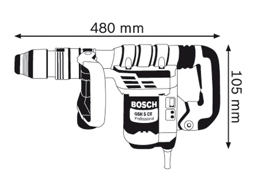 280 x 25 mm Martillo demoledor Cincel plano SDS-max energ/ía de impacto 8.3 J malet/ín Bosch Professional GSH 5 CE 1150 W pack de 1 Bosch 1 618 600 210