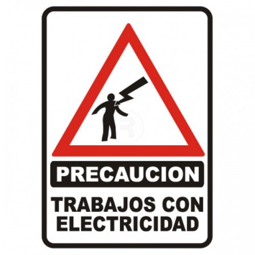 CARTEL PRECAUCION - TRABAJOS CON ELECTRICIDAD - BM